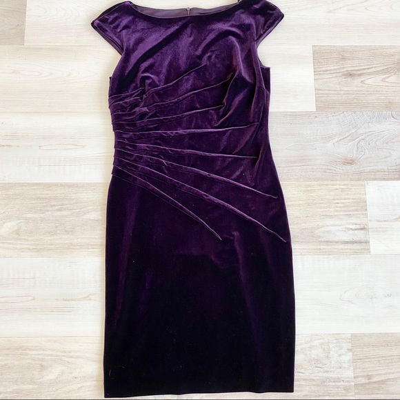 purple velvet cocktail dress